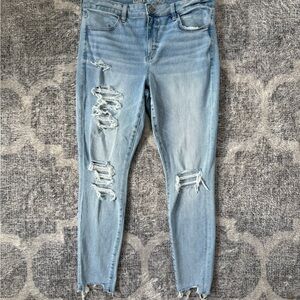 American Eagle Outfitters Blue Skinny Jeans Distressed